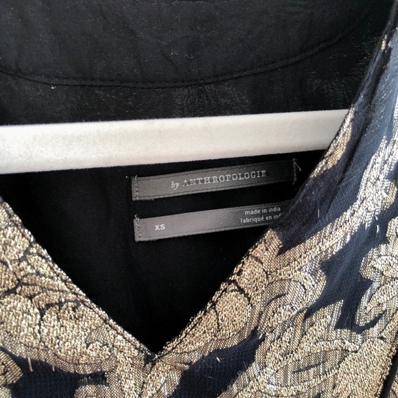 Anthropologie Black and Gold Pleated Tunic Dress - Picture 5 of 8